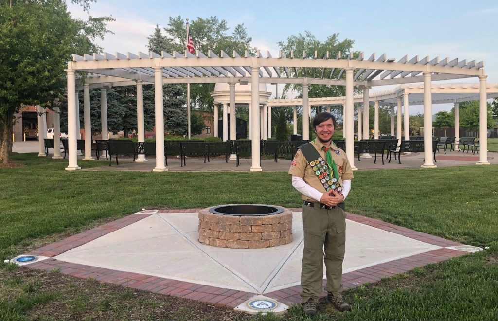 Eagle Scout Jeffrey Braden built the flag retirement pit and donated to the town in 2022.